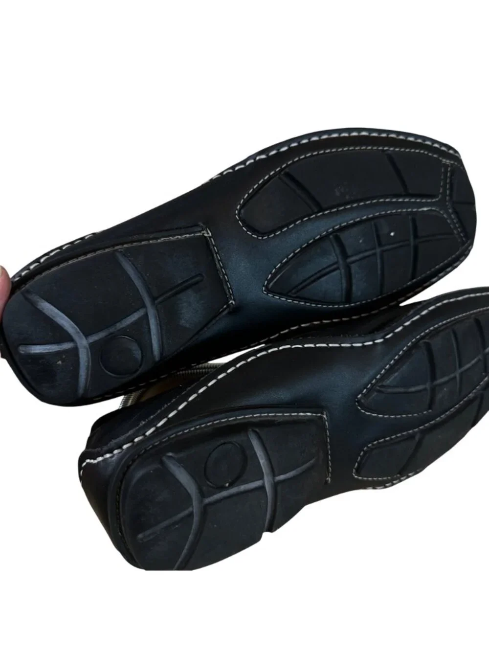 Steve Madden Size 8.5 Upper Leather Slip-On Loafers Contrast Stitching Black